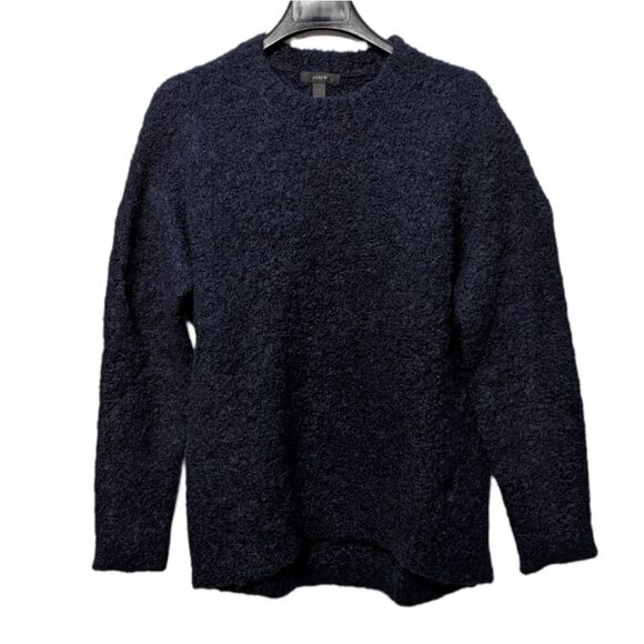 J. CREW Navy Blue Alpaca Wool Boucle Sweater - Picture 1 of 6